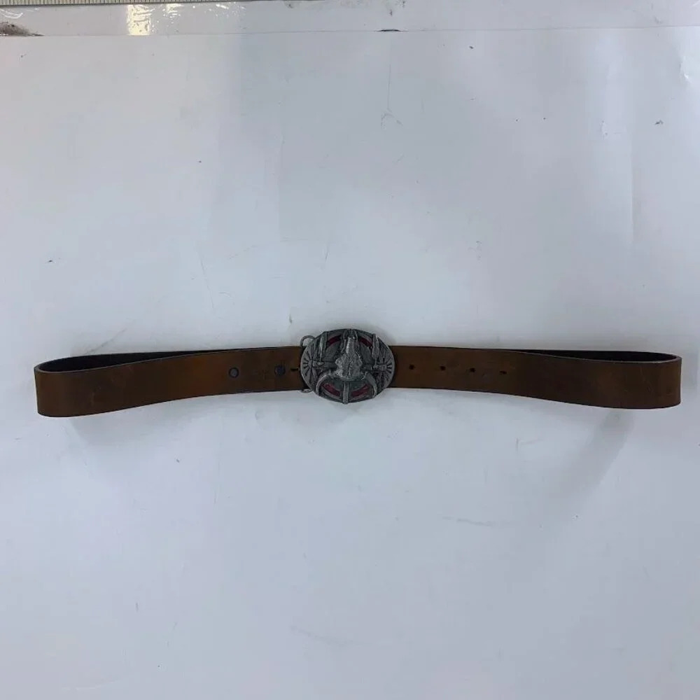 Justin Men's Bark Basic Western Belt With Steer Skull Belt Buckle Size 40